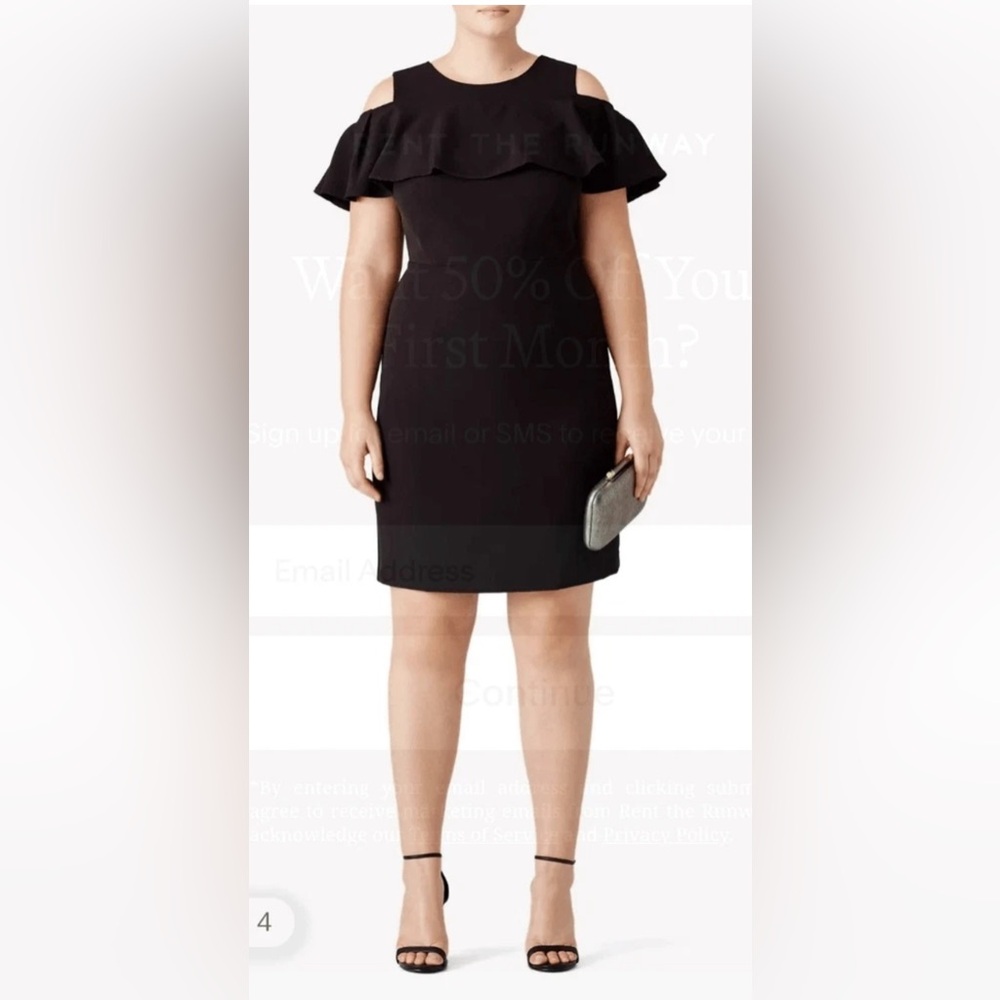 Eloquii Black Cold-Shoulder Ruffle Pencil Dress